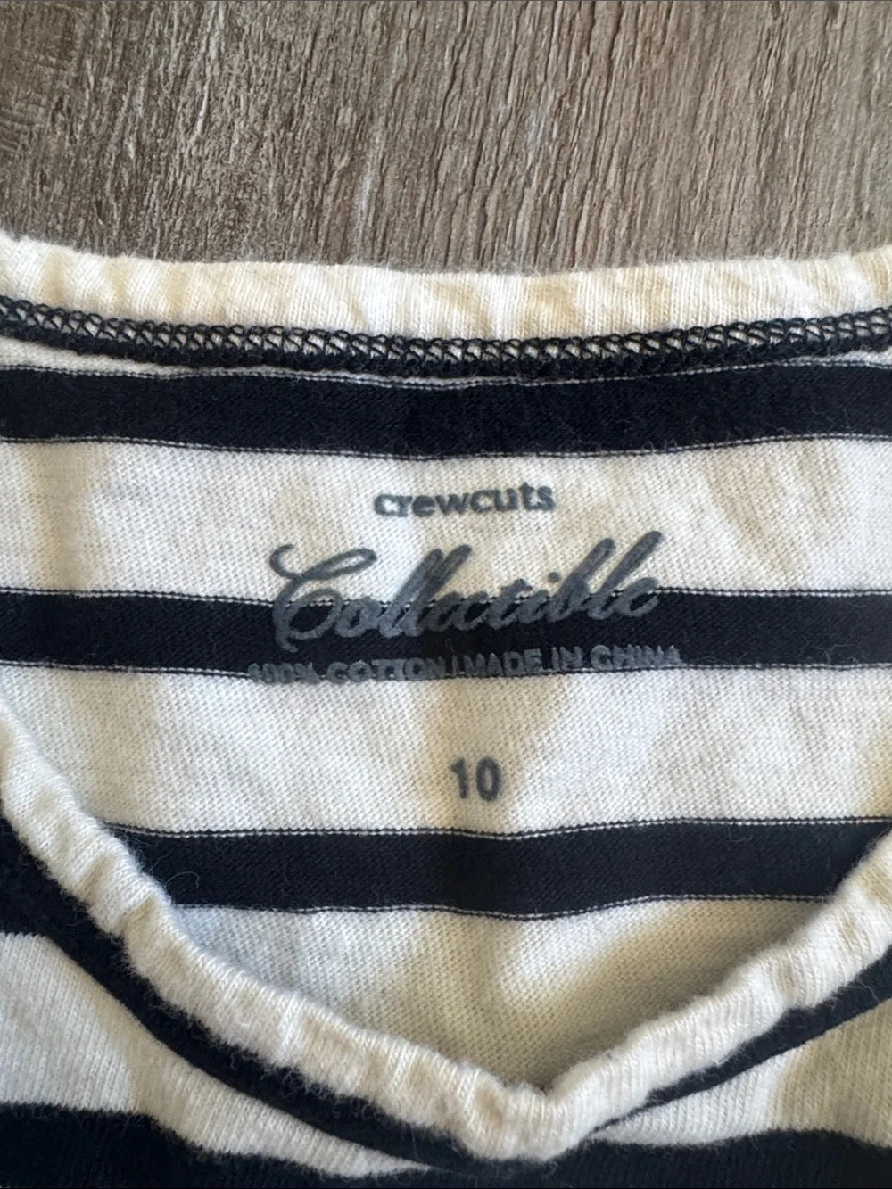 Crewcuts Navy & White Striped Long-Sleeve Tee with Gold Heart